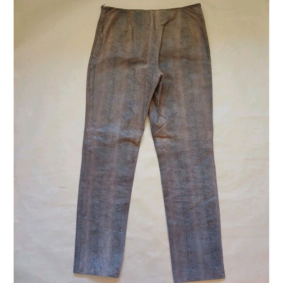 Vintage 90s Valerie Stevens Genuine Brown Leather Snakeskin Pants Size 4 Lined - Picture 2 of 8